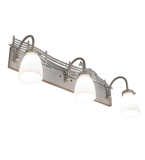 27" Wide Running Horses 3 Light Vanity Light