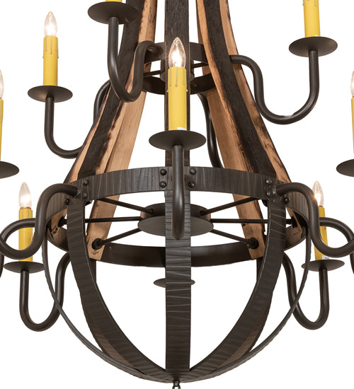 48" Wide Barrel Stave Madera 12 Light Two Tier Chandelier