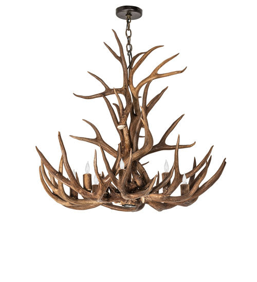 34" Wide Antlers Elk & Mule Deer 8 Light Chandelier