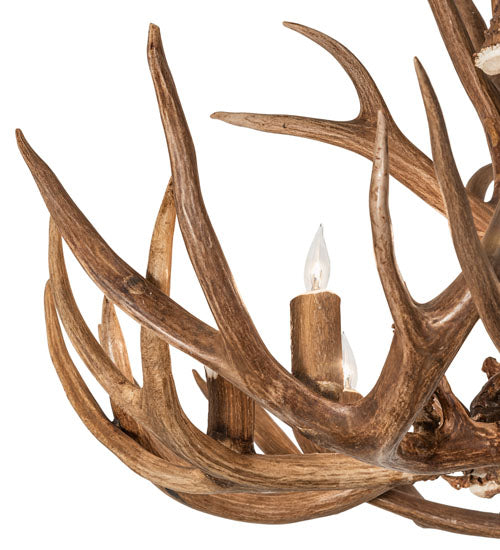 34" Wide Antlers Elk & Mule Deer 8 Light Chandelier