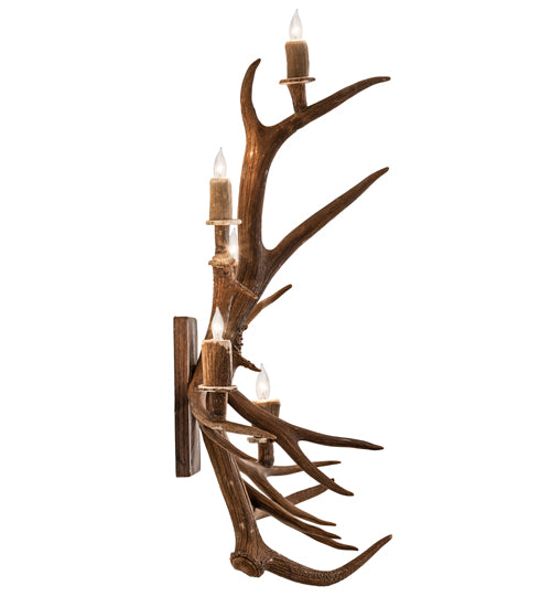 21" Wide Antlers Elk & Mule Deer 5 Light Wall Sconce