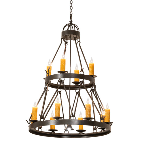 36" Wide Lakeshore 12 Light Two Tier Chandelier