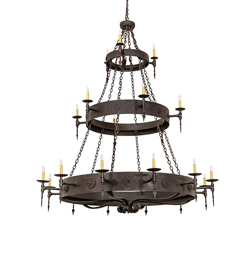 72" Wide Warwick 21 Light Three Tier Chandelier