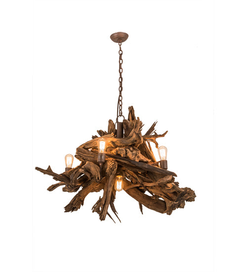 40" Wide Driftwood 6 Light Chandelier