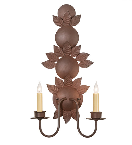 12" Wide Tole Leaf 2 Light Wall Sconce