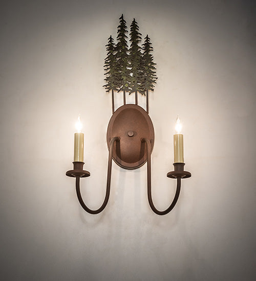 12.5" Wide Tall Pines 2 Light Wall Sconce