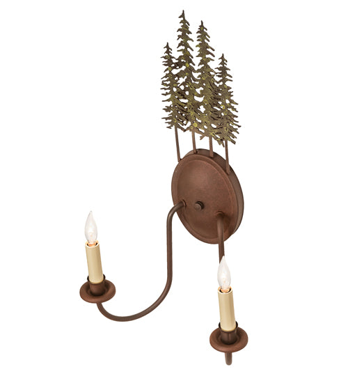 12.5" Wide Tall Pines 2 Light Wall Sconce