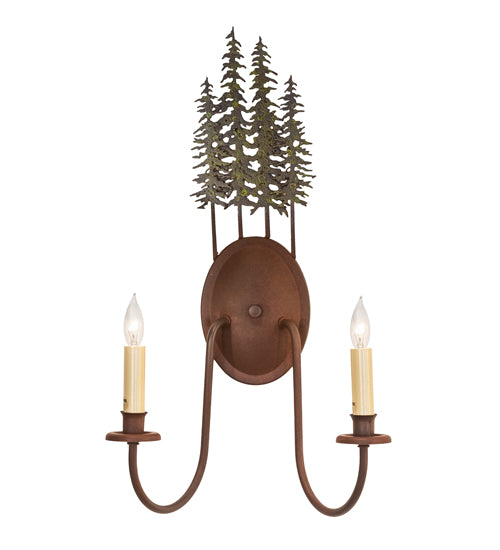 12.5" Wide Tall Pines 2 Light Wall Sconce