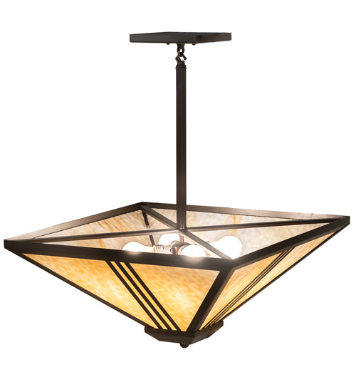 24" Square Tres Lineas Mission Inverted Pendant