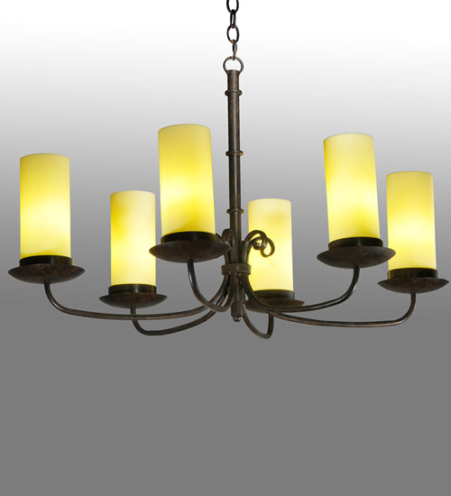 38" Long Atria 6 Light Oblong Chandelier