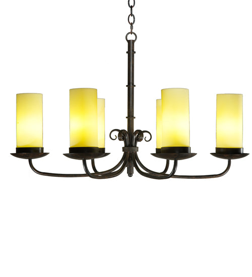 38" Long Atria 6 Light Oblong Chandelier