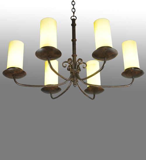 38" Long Atria 6 Light Oblong Chandelier