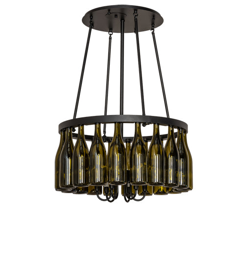 26" Wide Tuscan Vineyard 20 Light Wine Bottle Chandelier