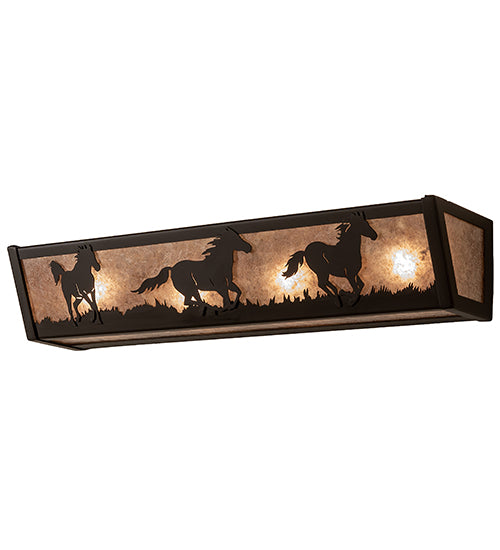 24" Wide Running Horses Vanity Light