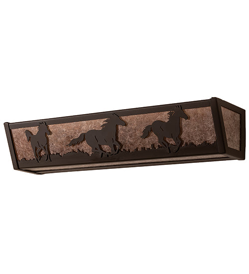 24" Wide Running Horses Vanity Light