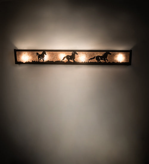 36" Long Running Horses Vanity Light