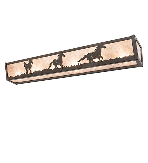 36" Long Running Horses Vanity Light