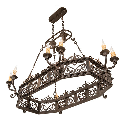 50" Long Conques 12 Light Chandelier