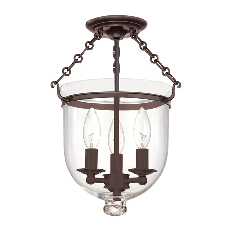 Hampton Semi Flush Glass Option 1, 10" - Old Bronze