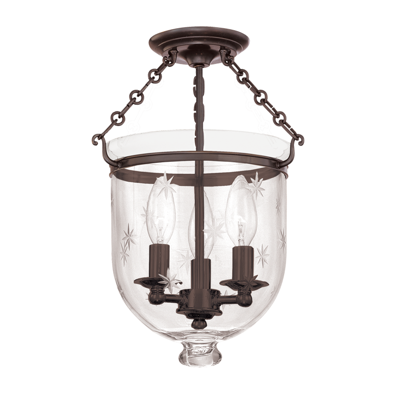 Hampton Semi Flush Glass Option 3, 10" - Old Bronze