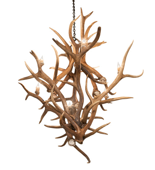 42" Wide Antlers Elk & Mule Deer 8 Light Chandelier