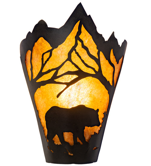 8" Wide Bear At Dawn Right Wall Sconce