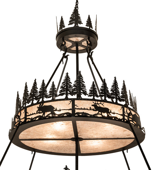 72" Wide Wildlife At Dusk 2 Tier Pendant