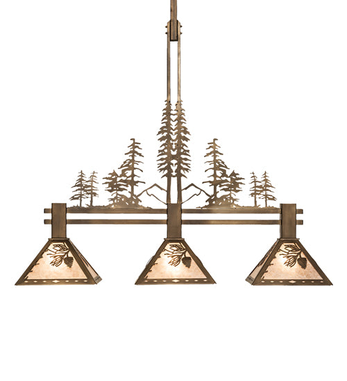 45" Long Winter Pine Tall Pines 3 Light Island Pendant