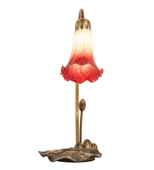 16" High Seafoam/Cranberry Tiffany Pond Lily Accent Lamp