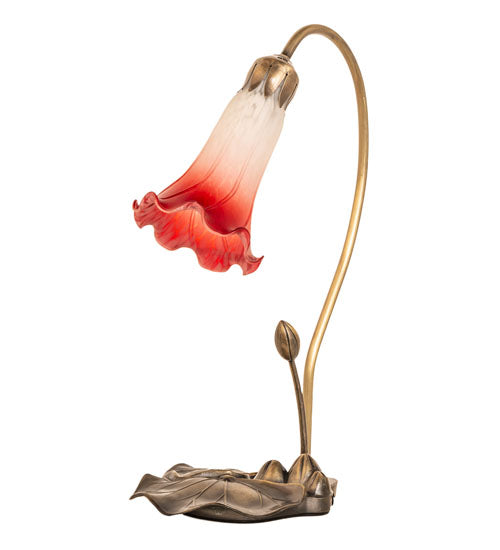 16" High Red/White Tiffany Pond Lily Accent Lamp