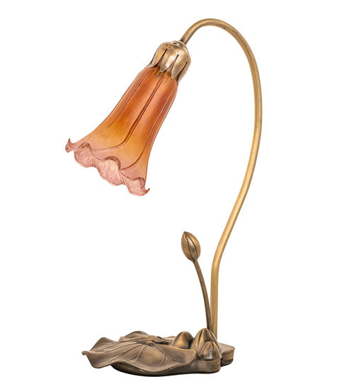 16" High Amber/Purple Tiffany Pond Lily Accent Lamp