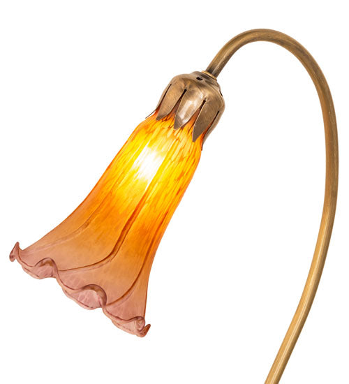 16" High Amber/Purple Tiffany Pond Lily Accent Lamp