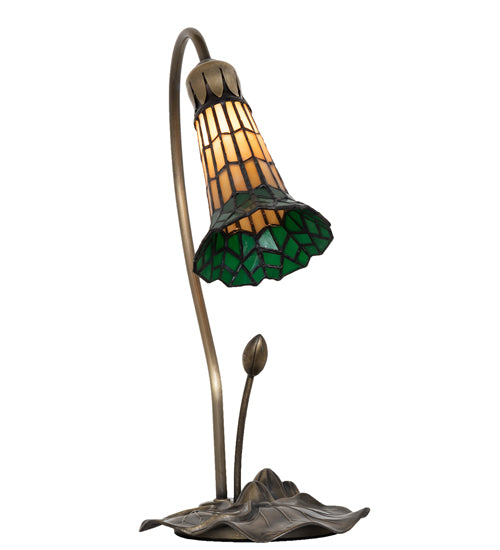 16" High Stained Glass Pond Lily Accent Lamp