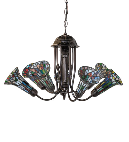 24" Wide Stained Glass Pond Lily 7 Light Chandelier