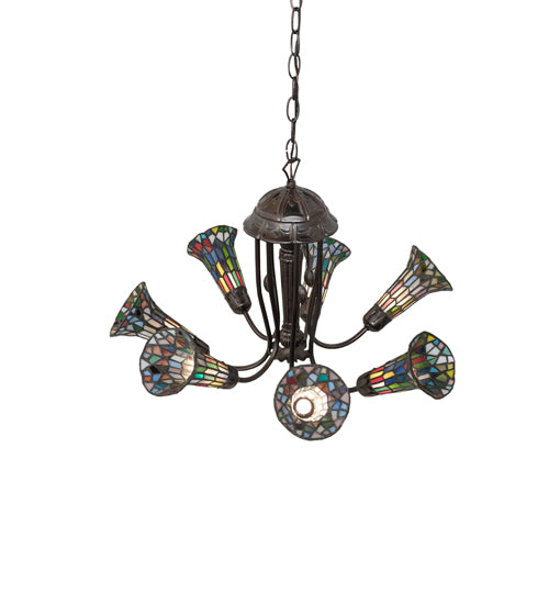 24" Wide Stained Glass Pond Lily 7 Light Chandelier