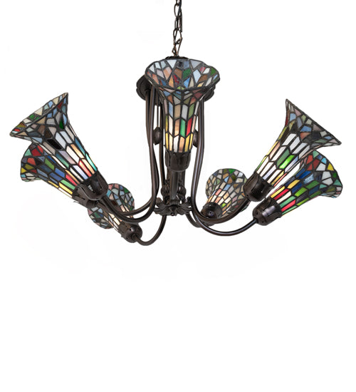 24" Wide Stained Glass Pond Lily 7 Light Chandelier