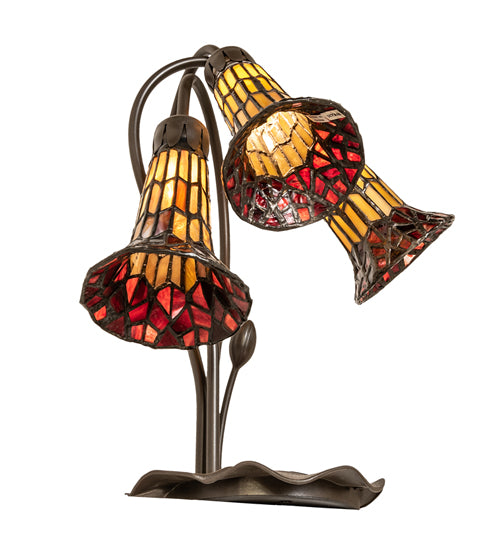 16" High Stained Glass Pond Lily 3 Light Accent Lamp