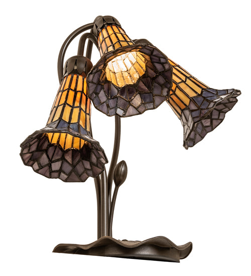 16" High Stained Glass Pond Lily 3 Light Accent Lamp