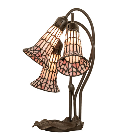 16" High Stained Glass Pond Lily 3 Light Accent Lamp