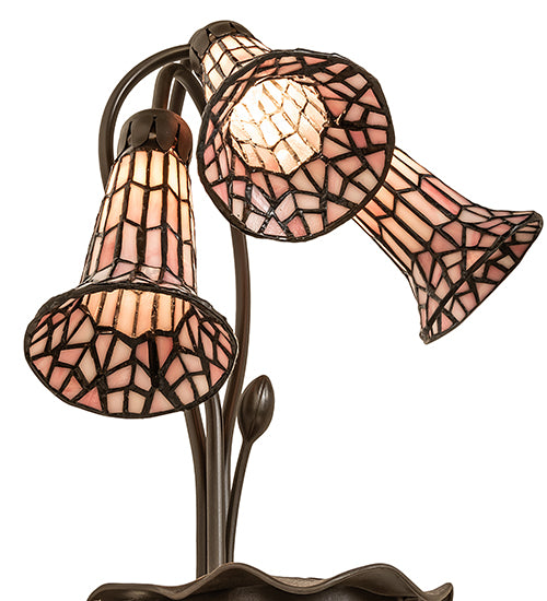 16" High Stained Glass Pond Lily 3 Light Accent Lamp