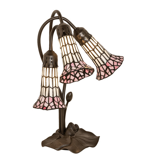 16" High Stained Glass Pond Lily 3 Light Accent Lamp