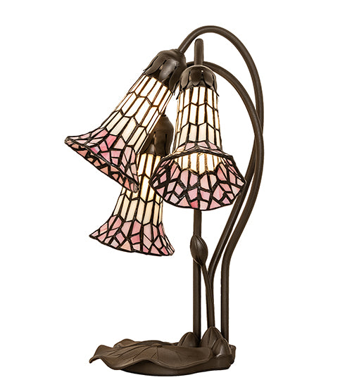 16" High Stained Glass Pond Lily 3 Light Accent Lamp