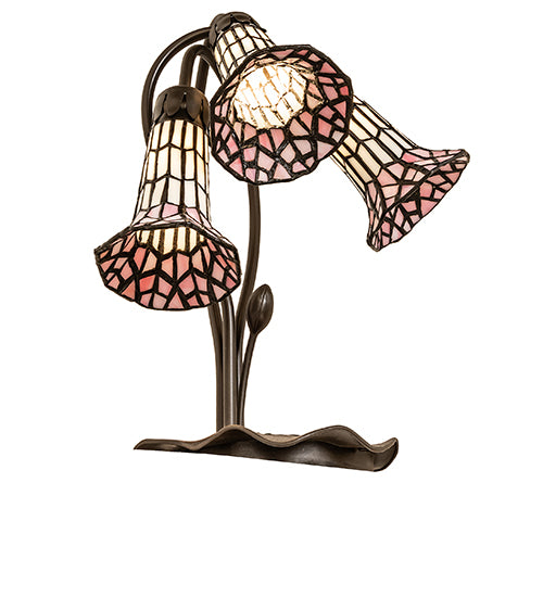 16" High Stained Glass Pond Lily 3 Light Accent Lamp