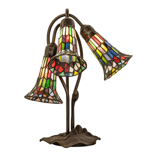 16" High Stained Glass Pond Lily 3 Light Accent Lamp