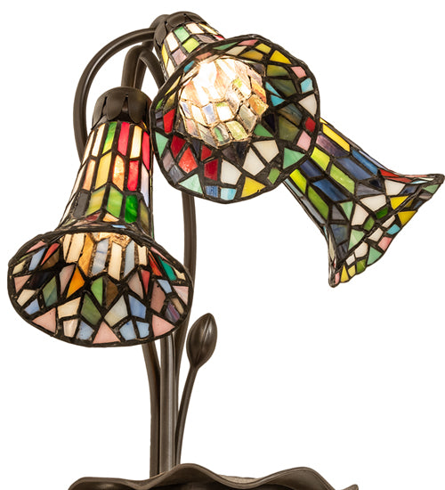 16" High Stained Glass Pond Lily 3 Light Accent Lamp