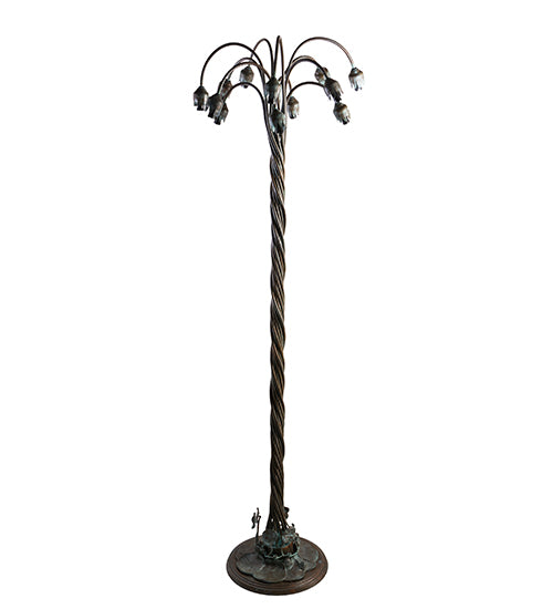 63" High Gray Tiffany Pond Lily 12 Light Floor Lamp