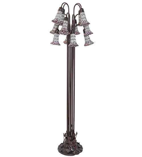 63" High Stained Glass Pond Lily 12 Light Floor Lamp