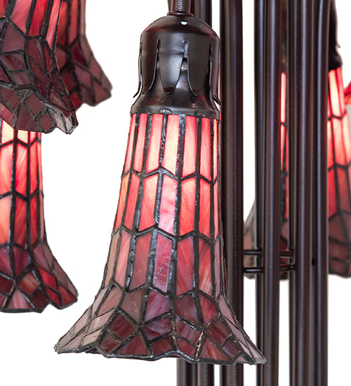 63" High Stained Glass Pond Lily 12 Light Floor Lamp