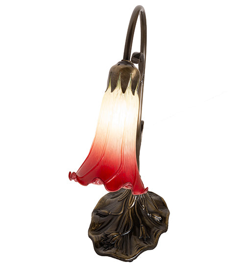 15" High Seafoam/Cranberry Tiffany Pond Lily Accent Lamp