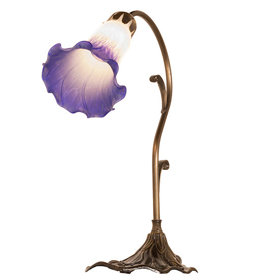 15" High Blue/White Tiffany Pond Lily Accent Lamp